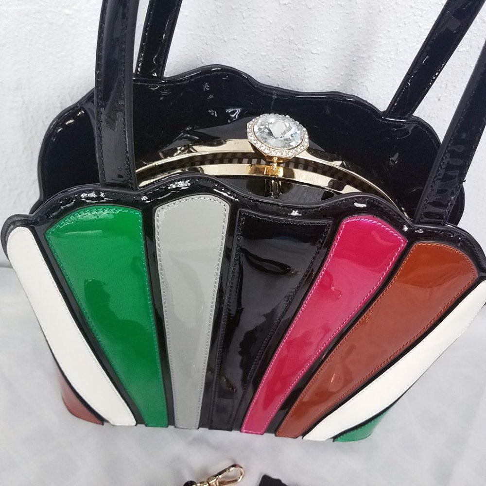 Ruby Black Patent Leather Hand Bag Shoulder Bag - Picture 3 of 15